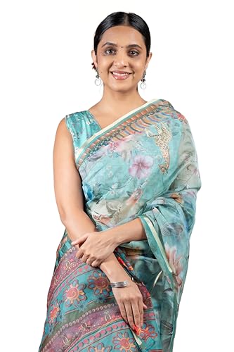 Image of MIRCHI FASHION Saree for Woman Organza Floral Printed | Lightweight Elegant Traditional Sari with Matching Blouse Piece