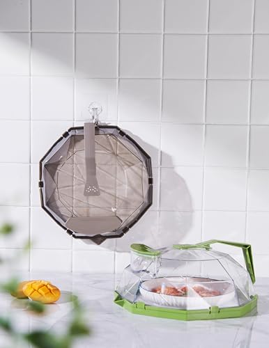 UFORU Microwave Splatter Cover with Water Steamer, 10 inch Clear Microwave Plate Cover Lid for Food, Kitchen Gadgets Accessories for Microwave Oven Kitchenware Utensils (Green)