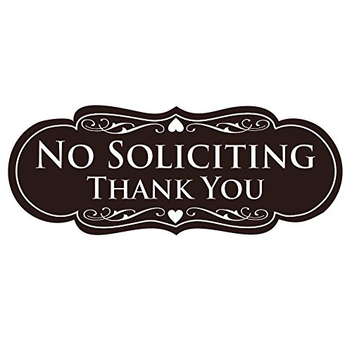 All Quality Designer No Soliciting Thank You Wall or Door Sign | Protect Your Privacy Sign with Easy Installation - Dark Brown Small (1 Pack)