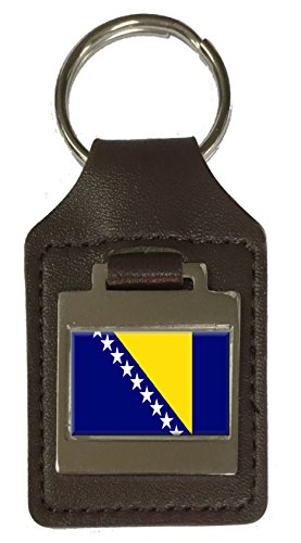 Porte-clés Bosnie-Herzégovine cuir gravé pour clés voiture et maison