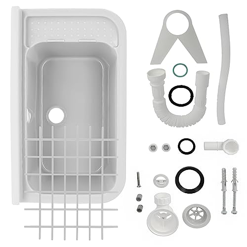 Évier de buanderie profond blanc 50 cm pour laver le linge encombrant sans éclabousser