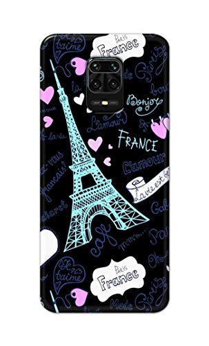 Image of PRINTFIDAA Lovers Famous Place Eiffel Tower in Paris Printed Designer Hard Back Case Cover for Xiaomi Redmi Note 9 Pro /Redmi Note 9 Pro Max /Poco M2 Pro (6.67 inch) -(SF) MVN1003