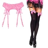 CALIDAD DE MATERIAL PREMIUM➢➢➢El conjunto liguero y calcetines para mujer están hechos de poliéster de elasticidad duradera con lazos de satín. El material de encaje fina es transpirable, cómodo y suave de llevar, te hace más sexy y encantador.