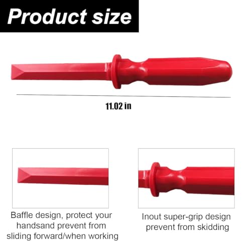 Image of Non-Marring Grip Plastic Chisel Scraper - 11 inch Plastic Razor Scraper Car Wheel Weight Remover Tool, Chemical Resistant Scraper Tool for Removing Decal, Emblem, Debris, Adhesives, Film, Paint (2PCS)