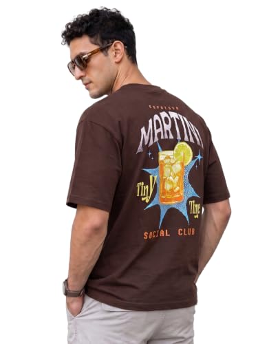 Image of Veirdo Men Bold Front & Back Printed Oversized Fit T-Shirt for Men, Cotton Fabric, Drop-Shoulder Streetwear Casual Graphic Tee, Stylish & Comfortable (OS VD APX SW S)