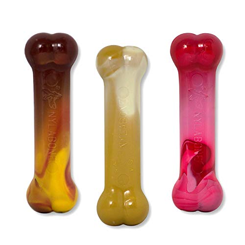 Nylabone Original Bone Power Chew Toy for Dogs, Durable Dog Toys for Aggressive Chewers, Flavor Frenzy Chili Cheese Dog, Popcorn, & Cherry, Small - Up to 25 Ibs, 3 Pack