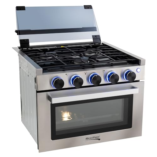Top 10 Best Rv Stove Oven Combo for Cooking on the Road 10 RecPro RV Stove Stainless Steel Finish | Gas Range 17' Tall | 6500 and 8000 BTU Three Burner | 7100 BTU Oven with 1.24 Cu. Ft. Capacity | Optional Range Hood