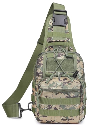 ATBP Mochila táctica pequeña para hombre, bolsa de hombro militar, bolsa cruzada EDC para senderismo, 7 litros, Camuflaje digital Woodland Jungle