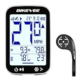 Bikevee GPS Fahrradcomputer Kabellos Wasserdicht 2.4 Zoll FSTN Display IPX7 28h Akkulaufzeit Leichtes Fahrrad Tacho mit Geschwindigkeit Distanz Höhe Temperatur Gradient (Weiß)