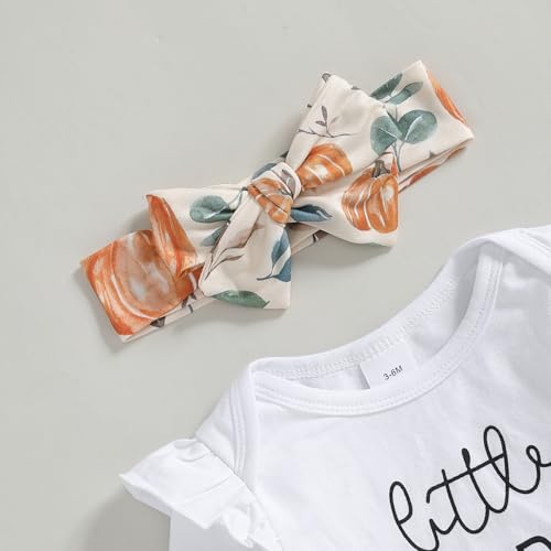 Baby Girls Halloween 3Pcs Outfits Long Sleeve O Neck Letters Romper Pumpkin Bell Bottoms Flare Pants Headband Sets4