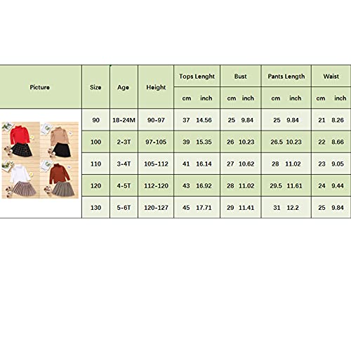 Fernvia Toddler Baby Girl Fall Winter Skirt Set Turtleneck Ribbed Long Sleeve T-Shirt Top & Plaid Skirts Dress 2Pcs Outfits (A Khaki, 5-6 Years) #TOP5