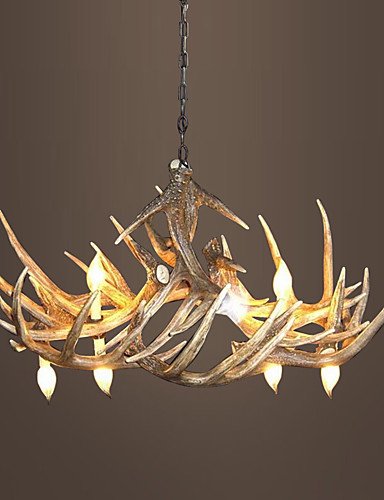 ZSQ vintage lampadario di corna di illuminazione attrezzatura industriale Paese 6-luci adatta per soggiorno sala da pranzo Facile installazione, 220-240v #518