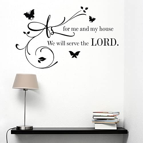 Wall Decals Quotes, As For Me And My house We Will Serve The Lord, Living Room Decor decorations, Bible Verse Inspirational Sayings, Family Inspirational Wall Stickers, Suitable for Entryway Baby Dining Room, Art Home Decor Decoration