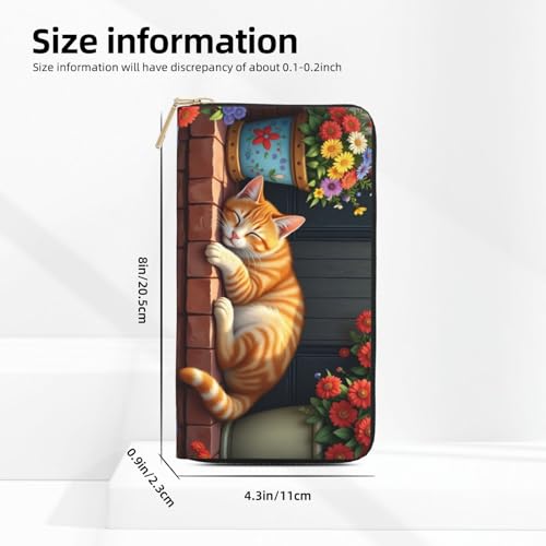 Wallet Women - Cute Orange Cat-A Print Leather Wallet for Women with Zipper, Cute Bifold Long Ladies Wallets2