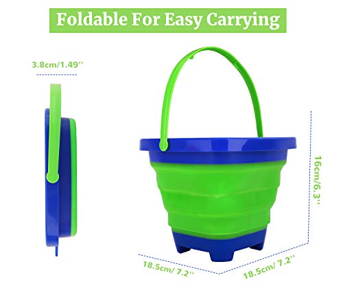 Zooawa Beach Bucket Sand Toy for Kids, Foldable Sand Bucket Expandable Sand Pail Square for Beach Multi-Purpose, [3 Pack] Collapsible Silicone Bucket, 2 Liter/0.5 Gallon - Colorful - Thumbnail 2