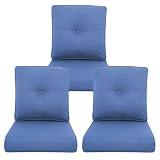 Picture of Pugire Outdoor Chair Cushions 3 Packs - Outside High Back Thick Water-Resistant Cushion 22x24 with Zipper Cover for Patio Glider Rocking Chairs Loveseat Couch – Blue/Buckle