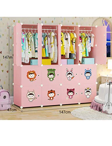 JHDDP3 Armario Dibujos Animados Niños Armario Bebé Niños Montaje Montaje Almacenamiento Bebé Armario Simple Plástico Cabinete, L (Color : M)