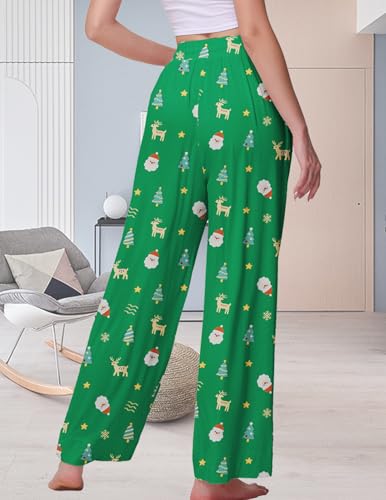 Image of Veseacky Women's Wide Leg Lounge Pants Yoga Pajamas Comfy Stretch Drawstring Pajamas Puls Size Dance Bottoms S-4XL