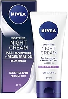 NIVEA Sensitive Night Cream (50 ml), Face Cream for Sensitive Skin with Liquorice Extract and Grape Seed Oil, Regenerating Skin Care