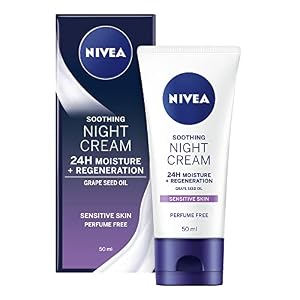 NIVEA Sensitive Night Cream (50 ml), Face Cream for Sensitive Skin with Liquorice Extract and Grape Seed Oil, Regenerating Skin Care