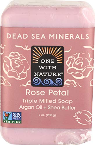 One With Nature Dead Sea Mineral Rose Petal Soap 7 oz