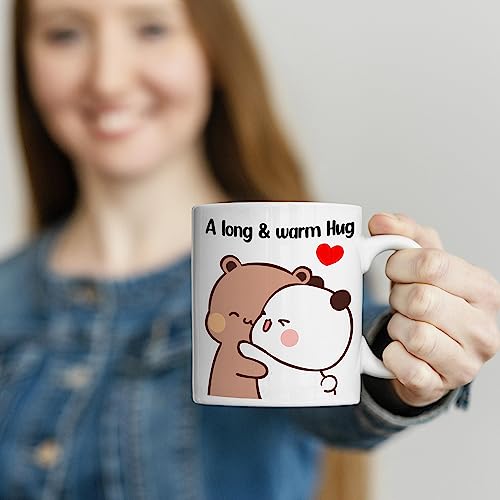 Image of Bubu Dudu Love Gift for Birthday /Anniversary Sipper Water Bottle 750 ML Aluminium with 320 ML Coffee Mug, Wooden Keychain Combo Pack MSK-V (Design-4)