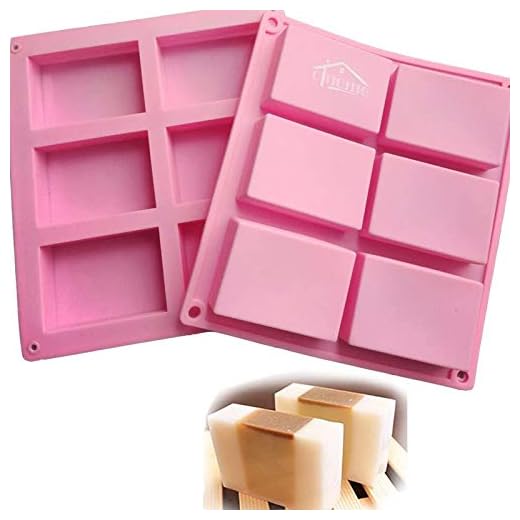 CHICHIC 2 Pack 6 Cavities Silicone Soap Mold, 6 Cavity DIY Soap Molds, Rectangle Baking Mold Cake Pan Biscuit Chocolate Mold, Ice Cube Tray, Premium Silicone Soap Bar and Resin Mold for Homemade Craft
