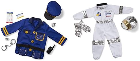 Melissa & Doug Police Officer Role Play Costume Dress-Up Set (8 pcs) Frustration-Free Packaging Multicolor, Ages 3-6 Years & Astronaut Role Play Set