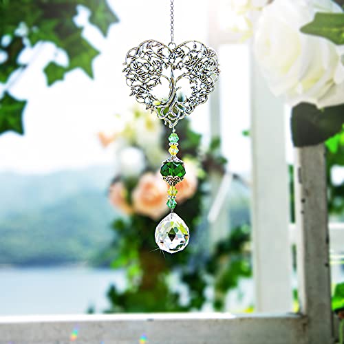 Image of Tree of Life Heart Crystal Suncatcher Prism Rainbow Maker Window Decor