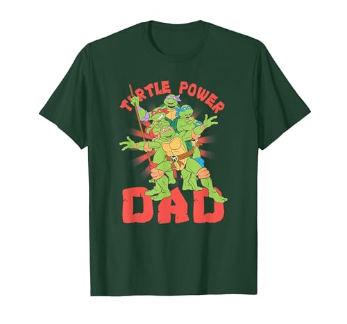 Image of Teenage Mutant Ninja Turtles Dad Turtle Power Poster T-Shirt, Men, Dark Green, Large