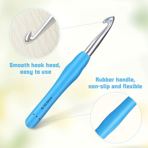 Image of Crochet Hook, 10.0 mm Ergonomic Crochet Hook, Crochet Needles, Ergonomic Handle, Knitting Needles with Soft Handle Beginners and Experienced Crochet Hobbyists (10.0 mm)