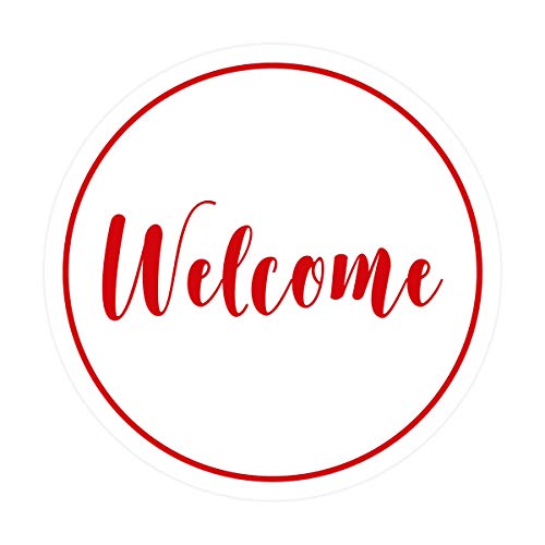 Signs ByLITA Circle Welcome Sign (White/Red) - X-Large