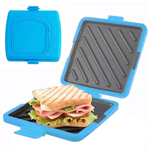 SMELEYOU Tostada para microondas Sandwichera de silicona Tostada para microondas Sin electricidad Inalámbrica (Azul)