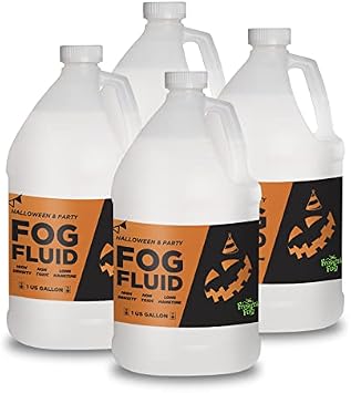 Froggys Fog Halloween and Party Fog Fluid, High Output Long-Lasting Fog Juice for 400-1500 Watt Water-Based Fog Machines, Great for Pro and Home Haunters, Theatrical Effects, DJs, and More, 4 Gallons
