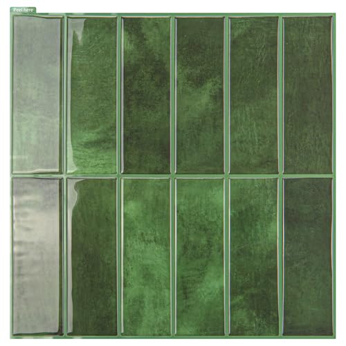 Art3d - Art3d Stickers autocollants pour carrelage Lichtgrün Adhésifs muraux carrelage métro Décoration de carrelage Autocollants pour carrelage pour cuisine salle de bain 10 feuilles (30,5 x 30,5 cm) - -20%