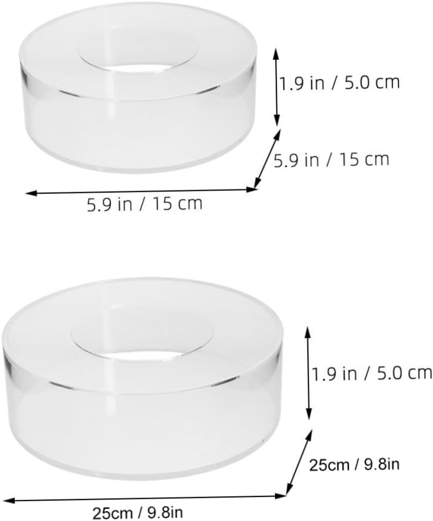 NUOBESTY 2Pcs Transparent Round Acrylic Cake Stand Fillable Display Holder for Cupcakes Desserts Snacks Lightweight Food Display Rack for Weddings Birthdays Tea Parties Banquets