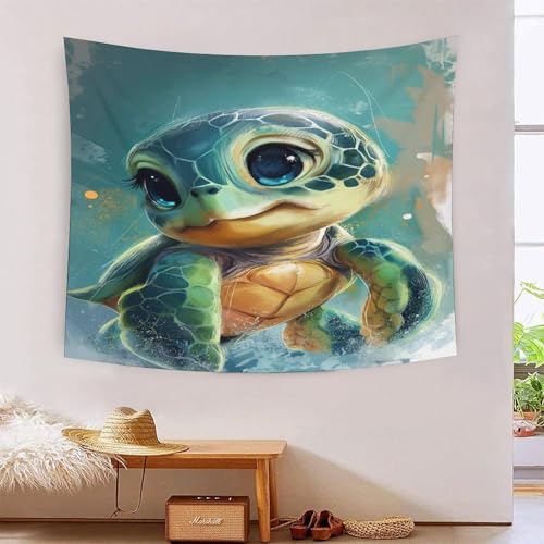 Tapisserie murale 3D tortue de mer en tissu de haute qualité pour grand salon