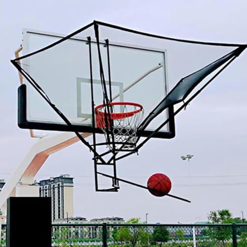 Basketball Returner Rebounder - Metal Shot Return Net System for Gym Training and Outdoor Use Enhances Solo Practice Efficiency
