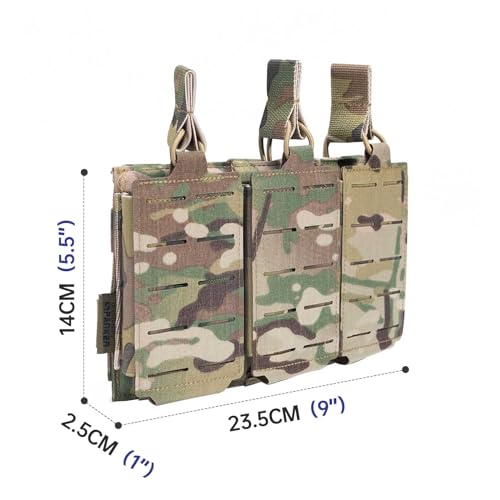 EXCELLENT ELITE SPANKER Tactical Mag Pouch Open-Top Triple Molle Magazine Pouch for Magazines M4 M16 AR-15 5.56(Multicam) - Thumbnail 2