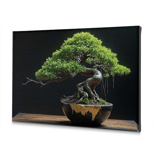 Toile décorative de Pâques bonsaï pot noir pour cadre mural