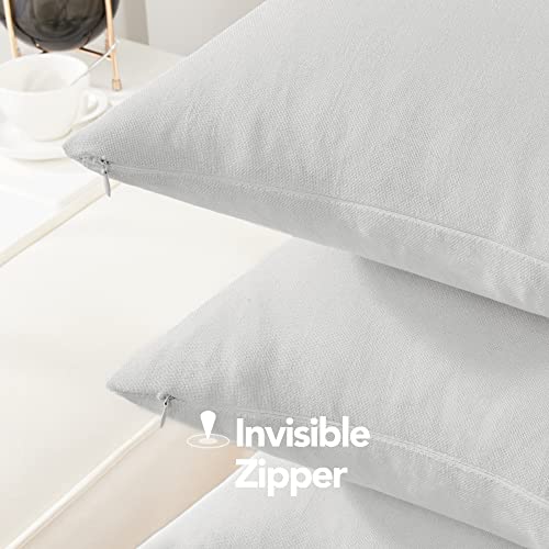 Deconovo Pillow Covers White 26X26, Throw Cushion Covers, Faux Linen Solid Pillowcases For Living Room Throw Pillows (26 X 26 Inch, Greyish White, Set Of 4, No Pillow Insert) #TOP2