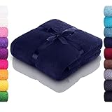 Sauna Handtuch 80x200 cm - Saunatuch XXL mit Geschenk Schleife aus 100% Baumwolle - Saunahandtuch Badetuch groß, Navy / Marine