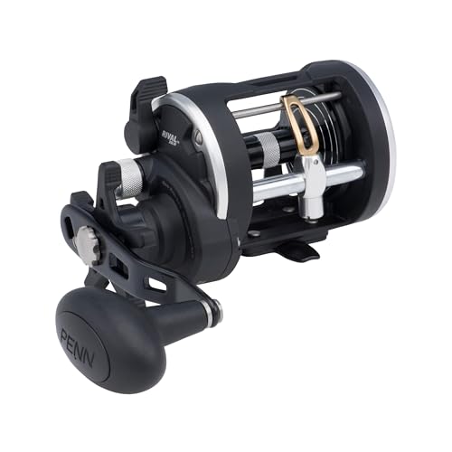 PENN Rival Level Wind Conventional Boat Fishing Reel, HT-100 Star Drag, Max of 15lb | 6.8kg, Forged and Machined Aluminum Spool, RIV20LW, Black by PENN - Used condition - US$56.90