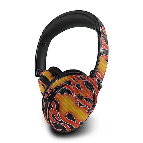 Image of MightySkins Carbon Fiber Skin Compatible with Bose QuietComfort 45 Headphones Hot Flames | Protective, Durable Textured Carbon Fiber Finish | Easy to Apply | Made in The USA