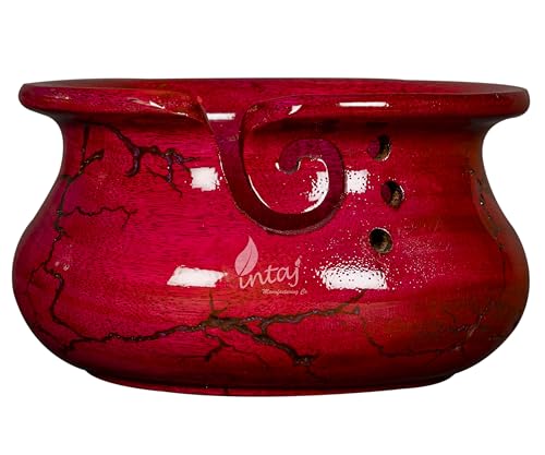 Image of INTAJ Wooden Yarn Bowl for Knitting and Crochet, 7 Inch No-Snag Holder