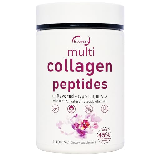 Multi Collagen Peptides Powder 16oz - Type I, II, III, V, X - Hyd...
