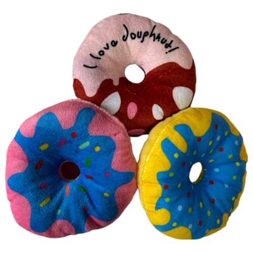 Kit 02 (DOIS) Brinquedos Pet Donuts de Pelúcia para Cachorro e Gato Mordedor Petbuco Rosquinha com A