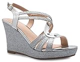 OLIVIA K Women's Sexy Strappy Platform Wedge Glitter Sandals