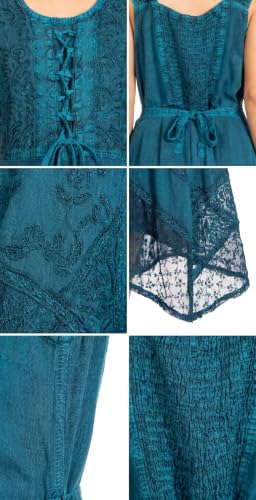Image of Sakkas Magdilena Stonewashed Corset Front Embroidered Dress