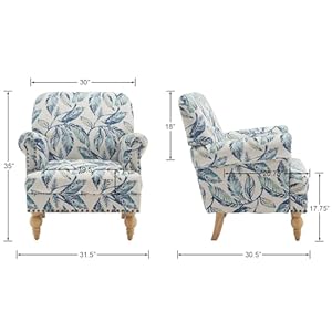 Livingroomaccentchairlinenupholsteredreadingchairwitharmssmallsofachairforloungebedroomcornernookdormbluepattern Urban Country Home Decor Living room accent chair linen upholstered reading chair with arms small sofa chair for lounge bedroom corner nook dorm blue pattern urban country home decor
